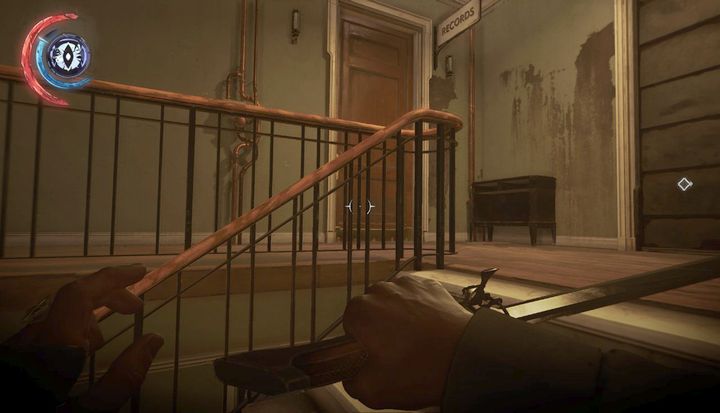 Look through the keyhole or use Dark Vision to see through walls. - Enter the Clockwork Mansion | Mission 4 - Mission 4 - The Clockwork Mansion - Dishonored 2 Game Guide
