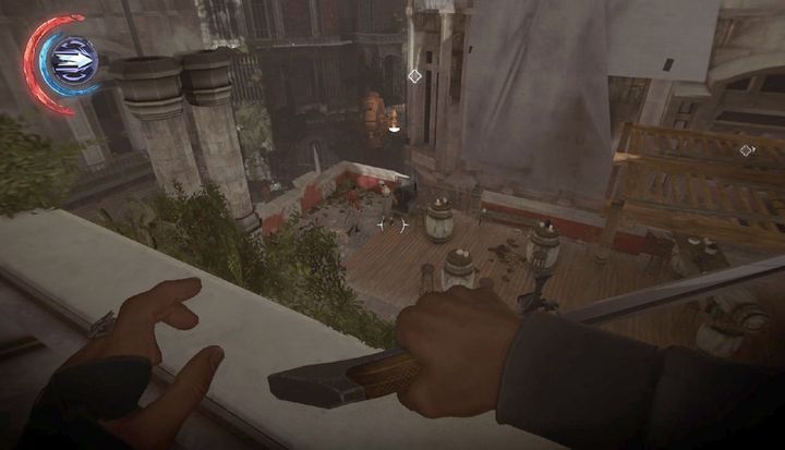 Wait until the guards and the civilians end the conversation. - Assist the shopkeeper (optional) | Mission 5 - Mission 5 - The Royal Conservatory - Dishonored 2 Game Guide