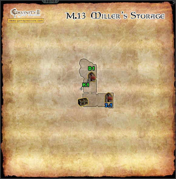 K1 Key to door D1 - Broken Valley - M2.13 Miller's Storage - Broken Valley - Divinity II: Ego Draconis - Game Guide and Walkthrough