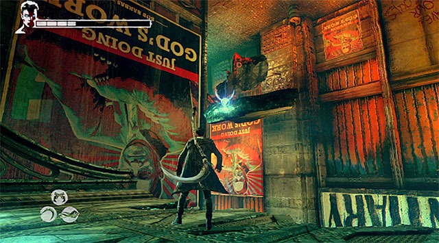 Then head to the red crystal and use Eryx on it - Getting to the prison - 7: Overturn - DMC: Devil May Cry - Game Guide and Walkthrough