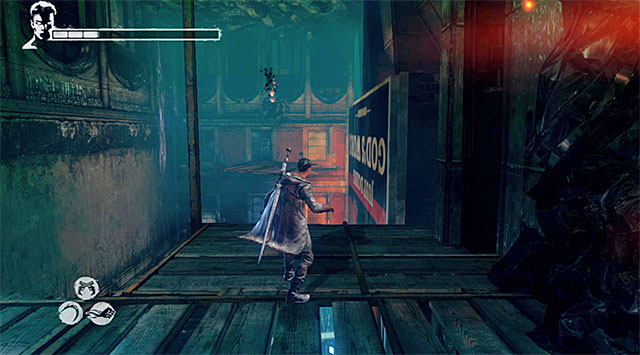 Turn right and jump on a next shelf - Getting to the prison - 7: Overturn - DMC: Devil May Cry - Game Guide and Walkthrough