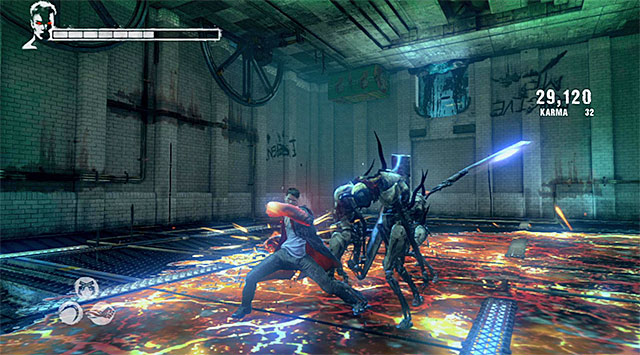 Return to the Statue and head for a nearby warehouse, where a new battle begins - Going through the second part of prison - 7: Overturn - DMC: Devil May Cry - Game Guide and Walkthrough