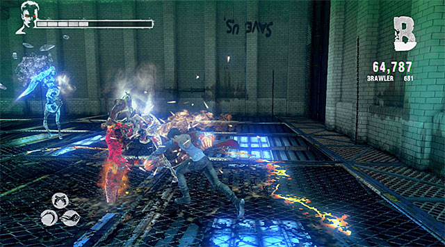 After getting to the second part of battle, use the similar strategy, but this time with Frozen Knight as a dessert - Going through the second part of prison - 7: Overturn - DMC: Devil May Cry - Game Guide and Walkthrough