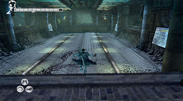 Continue marching through the tunnel, avoiding metro and passing holes - Pursuit of harpies - part number two - 8: Eyeless - DMC: Devil May Cry - Game Guide and Walkthrough