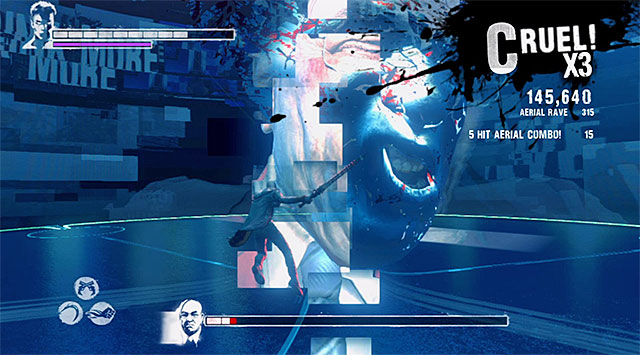 Every time boss stops his attacks run to him and make your own blows - Boss: Bob Barbas - third part of the battle - 10: Bad News - DMC: Devil May Cry - Game Guide and Walkthrough