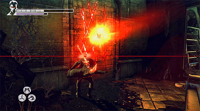 Stop when you reach a destructible wall - Exploring the Orders base - 11: The Order - DMC: Devil May Cry - Game Guide and Walkthrough