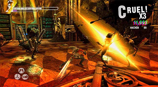 In the first part of battle, youll meet standard monsters with Ravagers - Main battle in the server room - 12: Under Siege - DMC: Devil May Cry - Game Guide and Walkthrough