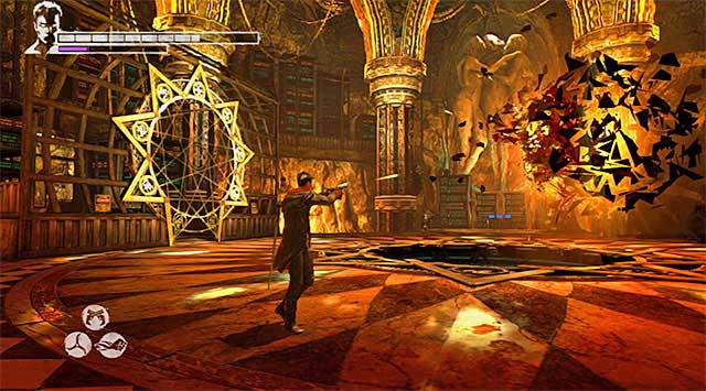 The fourth part of the battle is also rather easy, although you have to use pistols to destroy Demonic Shard smoothly - Main battle in the server room - 12: Under Siege - DMC: Devil May Cry - Game Guide and Walkthrough