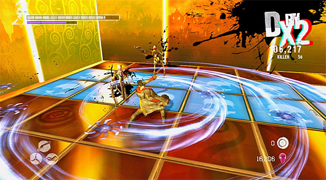 A typical feature of the battle which stands for the first round is a fact that from time to time, the tiles on the ground activates - Surviving the first round - 13: Devils Dalliance - DMC: Devil May Cry - Game Guide and Walkthrough