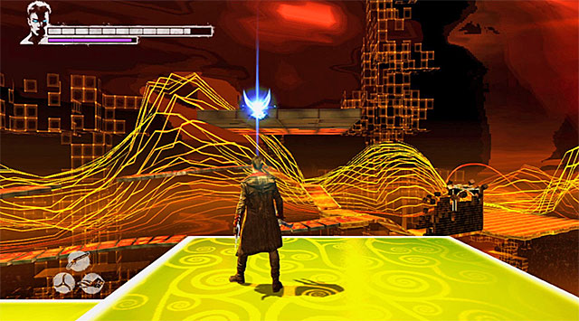 Fly to the new moving blocks with Angel Boost - Getting to the place where the third round takes place - 13: Devils Dalliance - DMC: Devil May Cry - Game Guide and Walkthrough