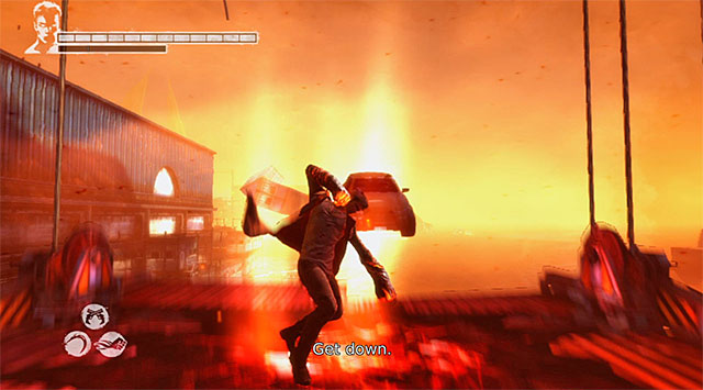 Find a red crystal and, as always, use Eryx on it - Going through docks - 15: The Trade - DMC: Devil May Cry - Game Guide and Walkthrough