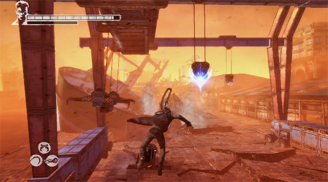 Then you have to grab a latch on new containers - Going through docks - 15: The Trade - DMC: Devil May Cry - Game Guide and Walkthrough