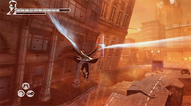 Catch the second latch and activate Angel Boost to get to the one on the left side (screen above) - Going through the city - 15: The Trade - DMC: Devil May Cry - Game Guide and Walkthrough