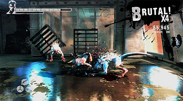 Move right, beginning a battle with two Rage beasts - Exploring the 87th floor - 16: The Plan - DMC: Devil May Cry - Game Guide and Walkthrough