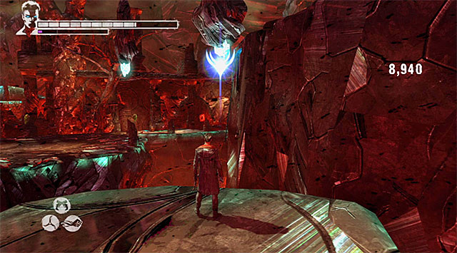 Return to the platform on which you were fighting with Knights and resume your travel, moving for upper shelves - Going through the first part of the Furnace of Souls - 17: Furnace of Souls - DMC: Devil May Cry - Game Guide and Walkthrough