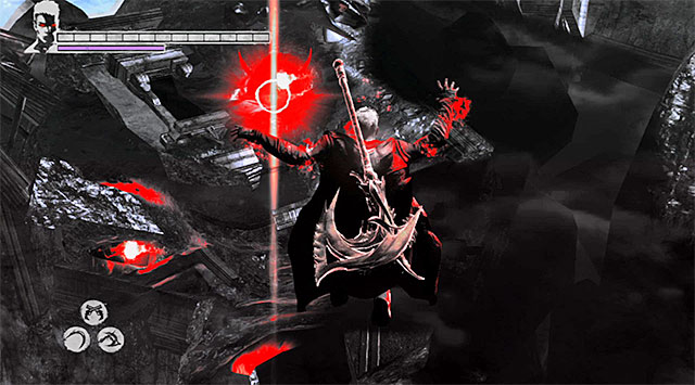 After landing on the roof watch a new cut scene and prepare for using Angel Lift again - Getting to the place of duel with Mundus - 19: Face of the Demon - DMC: Devil May Cry - Game Guide and Walkthrough