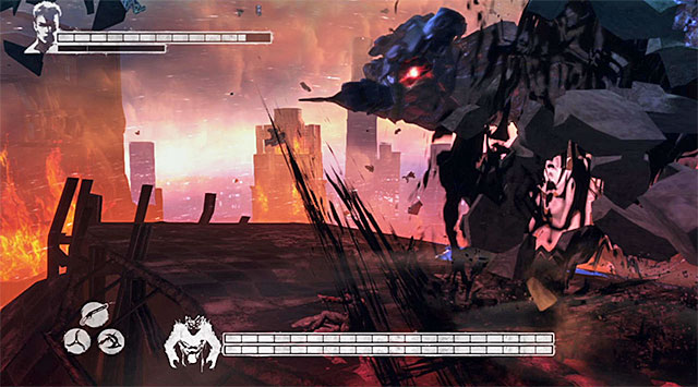 From time to time, hell make a stronger type of this attack, which are three blows in the row - Boss: Mundus - first part of an encounter - 19: Face of the Demon - DMC: Devil May Cry - Game Guide and Walkthrough