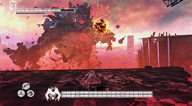 Completely other attack is throwing fireballs at you - Boss: Mundus - first part of an encounter - 19: Face of the Demon - DMC: Devil May Cry - Game Guide and Walkthrough