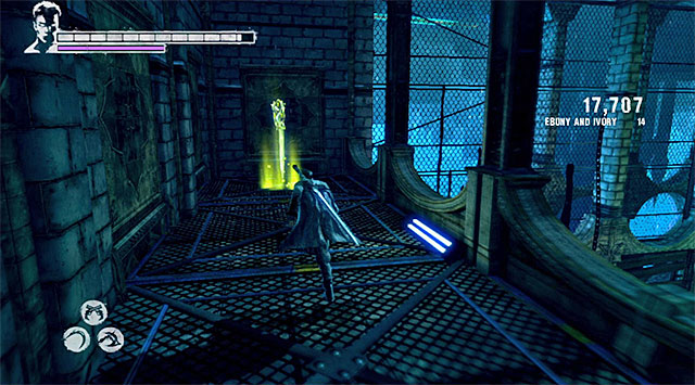 KEY 1/1 (GOLD) - Key is on the upper balcony of the warehouse, where you get just after unlocking a Devil Trigger attack - Mission 9: Devil Inside - Keys - DMC: Devil May Cry - Game Guide and Walkthrough