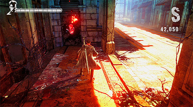 SOUL 1/8 - SOUL is on the wall, nearby the place where you begin the mission - Mission 4: Under Watch - Lost Souls - DMC: Devil May Cry - Game Guide and Walkthrough