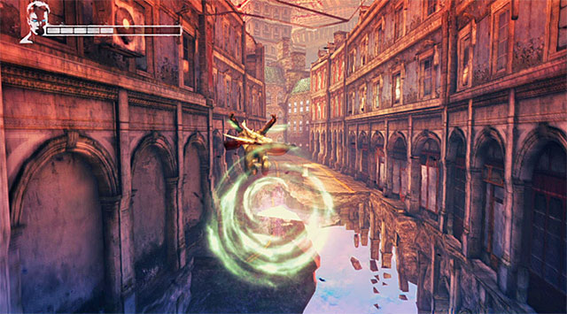 Kat is where she was, at the large abyss next to the arena - Reaching Kat - 3: Bloodline - DMC: Devil May Cry - Game Guide and Walkthrough