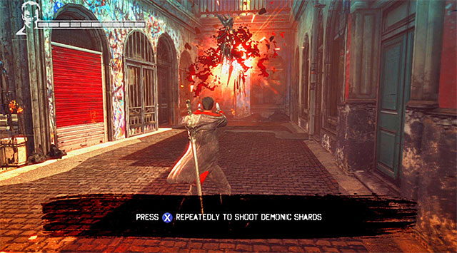 Follow narrow paths, finding Demonic Shards on your way - Reaching next cameras - 4: Under Watch - DMC: Devil May Cry - Game Guide and Walkthrough