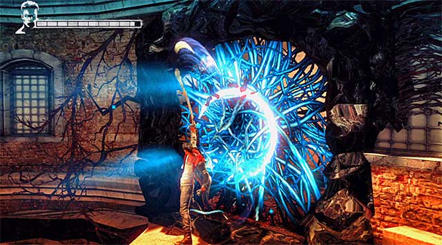 Return the platform and jump onto next one - Destroying the second camera - 4: Under Watch - DMC: Devil May Cry - Game Guide and Walkthrough