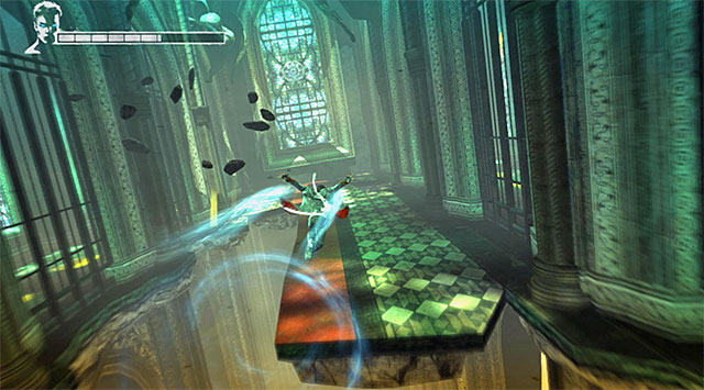 After winning, head for a far stained glass - Getting out of the cathedral - 4: Under Watch - DMC: Devil May Cry - Game Guide and Walkthrough