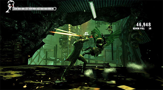 Be careful, because youll be attacked by flying beasts after entering the warehouse - Going through the second warehouse - 5: Virility - DMC: Devil May Cry - Game Guide and Walkthrough