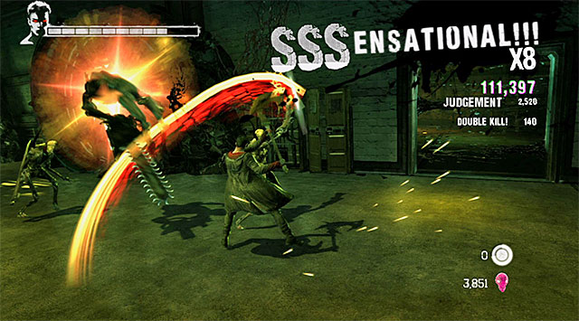 Follow a path until you get to a big, square room - Getting to the mixing room - 5: Virility - DMC: Devil May Cry - Game Guide and Walkthrough