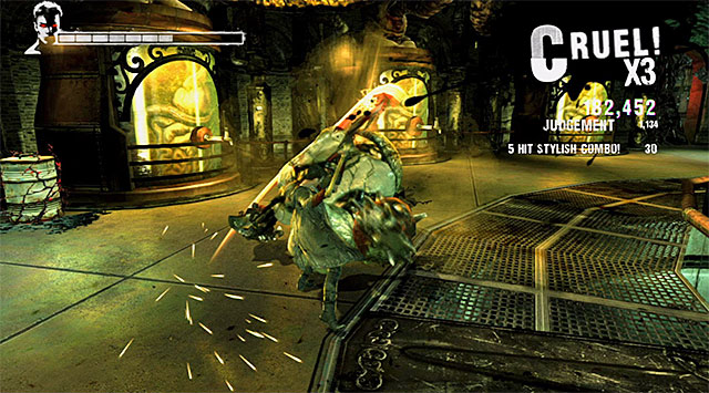 Second part of this battle is more difficult, because youll be attacked by two Tyrants - Main battle in the mixing room - 5: Virility - DMC: Devil May Cry - Game Guide and Walkthrough