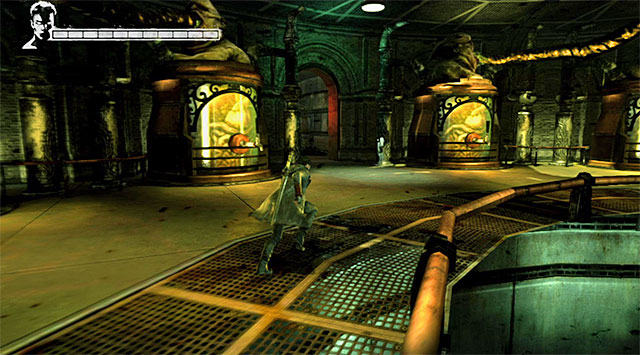 After battle destroy interactive objects and then head for a passage where Kat is standing (screen above) what ends this mission - Main battle in the mixing room - 5: Virility - DMC: Devil May Cry - Game Guide and Walkthrough