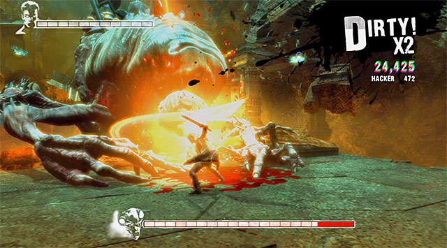 Notice, that at every attempt a red bump uncovers - Boss: Succubus - first part of an encounter - 6: Secret Ingredient - DMC: Devil May Cry - Game Guide and Walkthrough