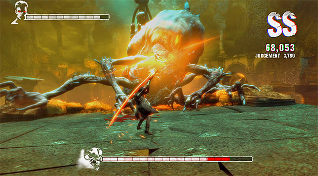 In the next phase you cant run onto side platforms - Boss: Succubus - first part of an encounter - 6: Secret Ingredient - DMC: Devil May Cry - Game Guide and Walkthrough