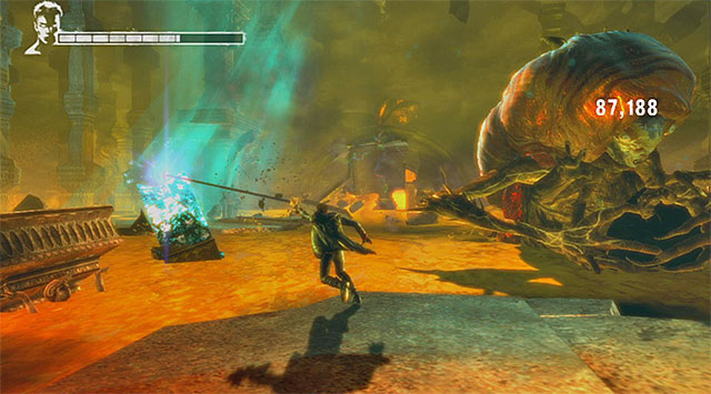 Now you have to move onto a left platform, using Angel Pull (screen above) - Boss: Succubus - second part of an encounter - 6: Secret Ingredient - DMC: Devil May Cry - Game Guide and Walkthrough