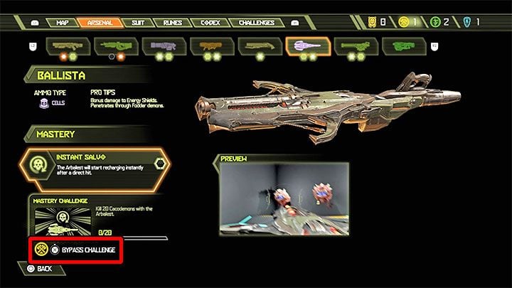 Once you have a token, you can choose a weapon upgrade for which you have already unlocked the mastery challenge - Doom Eternal: Weapons upgrade - how and why should I do it? - Character development - Doom Eternal Guide