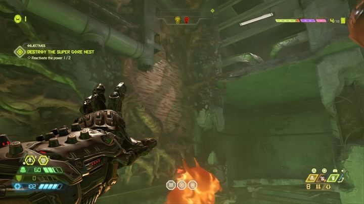Now you need to jump, grab the wall next to the descent and jump to the next walls - Doom Eternal: Super Gore Nest walkthrough - Levels walkthrough - Doom Eternal Guide