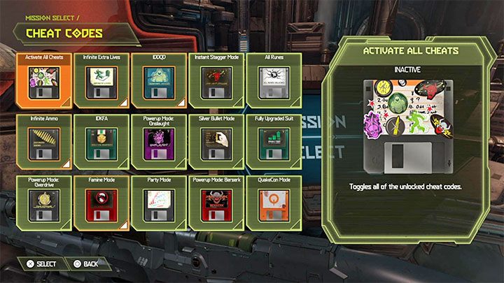 You can activate all available cheats or only selected ones - Doom Eternal: Cheat codes - how can I unlock them? - Campaign - Doom Eternal Guide