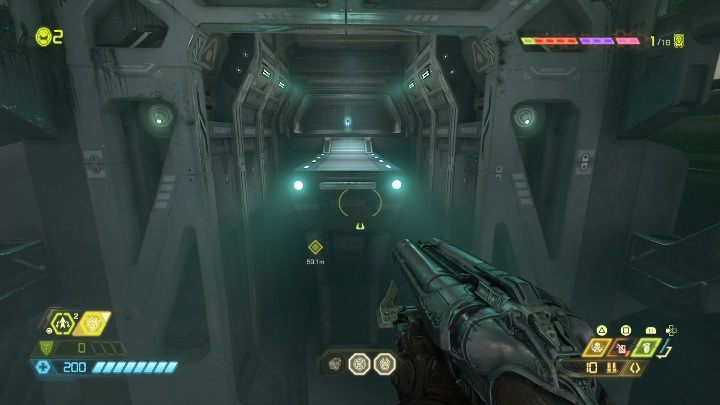 To reach this battery, you need to take the elevator to the lower floor and head in the opposite direction of that indicated by the story mission - Doom Eternal: Mars Core secrets maps and location - Collectibles and secrets - Doom Eternal Guide