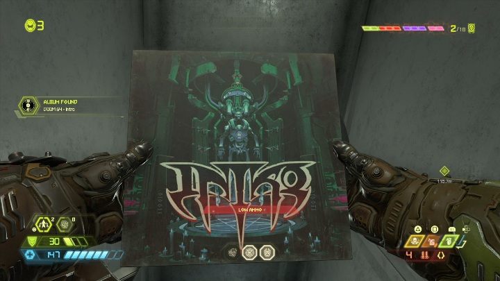 To get to the album you have to go through the ventilation shaft and then jump to the next shaft by using the pipes - Doom Eternal: Mars Core secrets maps and location - Collectibles and secrets - Doom Eternal Guide