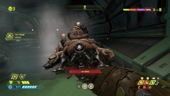 To get this figurine you have to get to the upper floor and then look behind the metal column - Doom Eternal: Mars Core secrets maps and location - Collectibles and secrets - Doom Eternal Guide