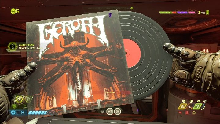 To get the album you have to enter the ventilation shaft, then jump out of it and smash the wall in flight - Doom Eternal: Mars Core secrets maps and location - Collectibles and secrets - Doom Eternal Guide