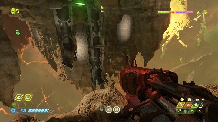 Once you crossed through the levitating rocks, you will reach a stable platform - Doom Eternal: Mars Core secrets maps and location - Collectibles and secrets - Doom Eternal Guide