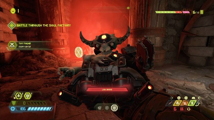 To get into the secret room, you need to get under the traps and destroy the wall on the right - Doom Eternal: Nekravol 1 secrets maps and location - Collectibles and secrets - Doom Eternal Guide
