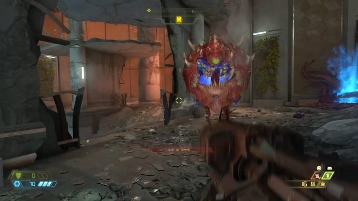 Jump on the pipe at the end of the train to reach the other side - Doom Eternal: Hell on Earth walkthrough - Levels walkthrough - Doom Eternal Guide