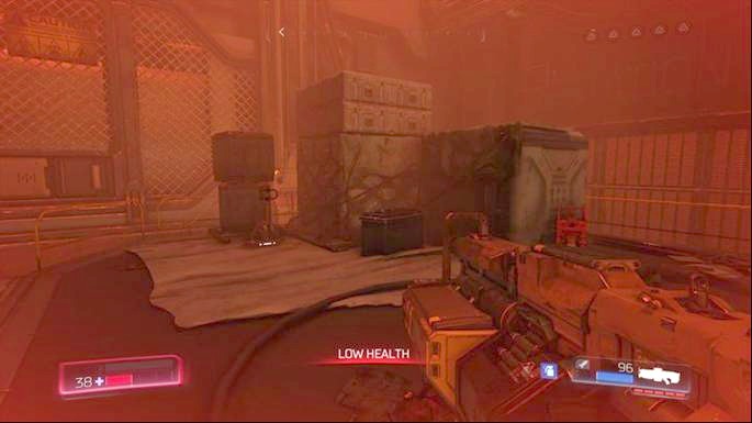 On one of the larger platforms you will see a few chests - Doom: Destroyed Argent Facility Walkthrough - Doom: Walkthrough - Doom Game Guide & Walkthrough