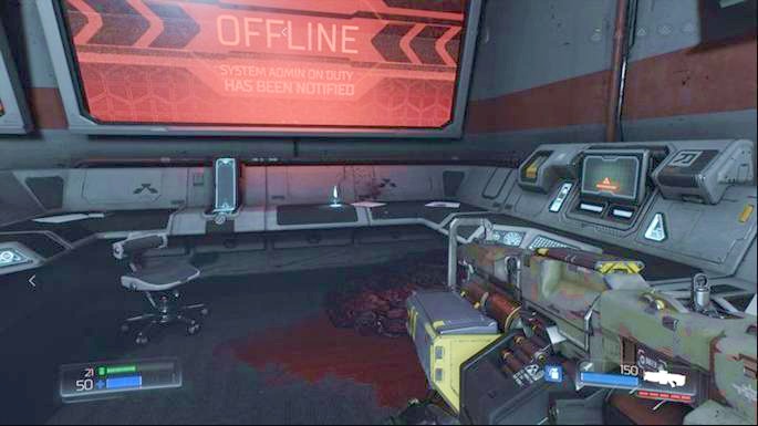 Slightly further there will be a room with Data Log lying in the corner - Doom: Destroyed Argent Facility Walkthrough - Doom: Walkthrough - Doom Game Guide & Walkthrough
