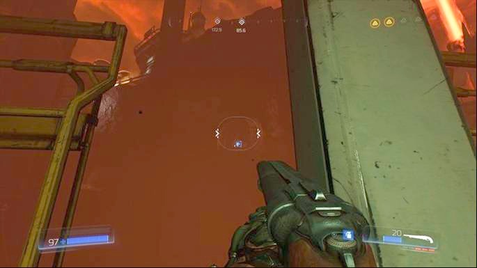 Turn around after completing the trial and stick to the left edge of the rock - Doom: Destroyed Argent Facility Walkthrough - Doom: Walkthrough - Doom Game Guide & Walkthrough