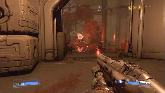 A Gore Nest will be standing in the place where you encounter an escaping Combat Support Drone - Doom: Destroyed Argent Facility Walkthrough - Doom: Walkthrough - Doom Game Guide & Walkthrough