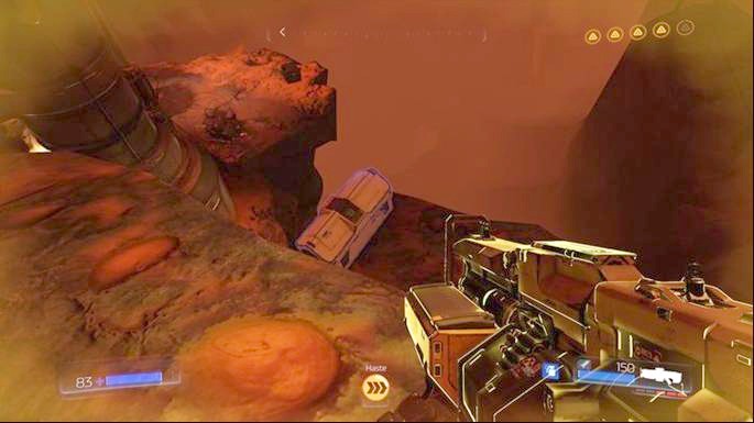 Underneath it there is a ledge on which Argent Cell was hidden - Doom: Destroyed Argent Facility Walkthrough - Doom: Walkthrough - Doom Game Guide & Walkthrough